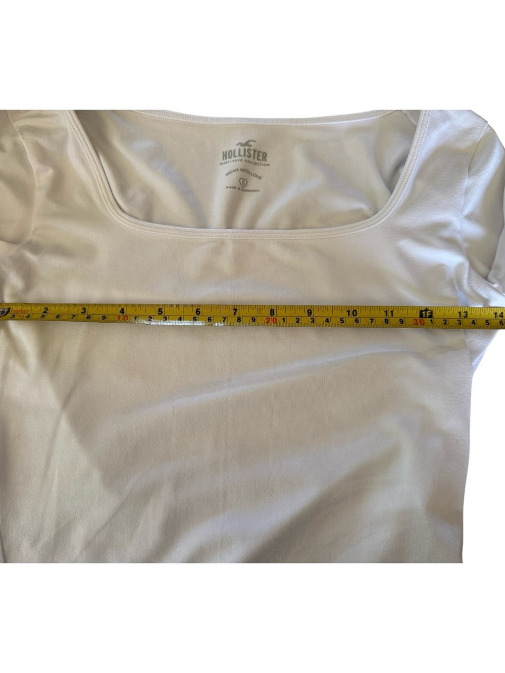 Hollister White Square Neck Long Sleeve Crop Top Womens Small - Picture 7 of 7